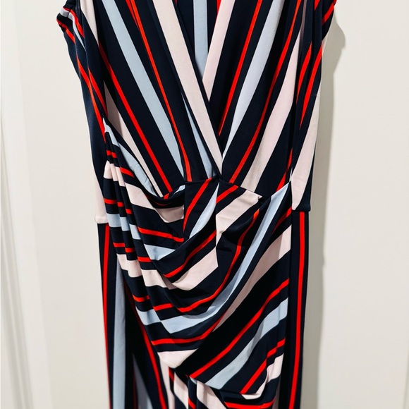 RACHEL Rachel Roy Asymmetrical Striped Dress in Black, Red, and White - Picture 3 of 11
